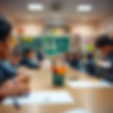 Classroom setting with students engaged in learning activities