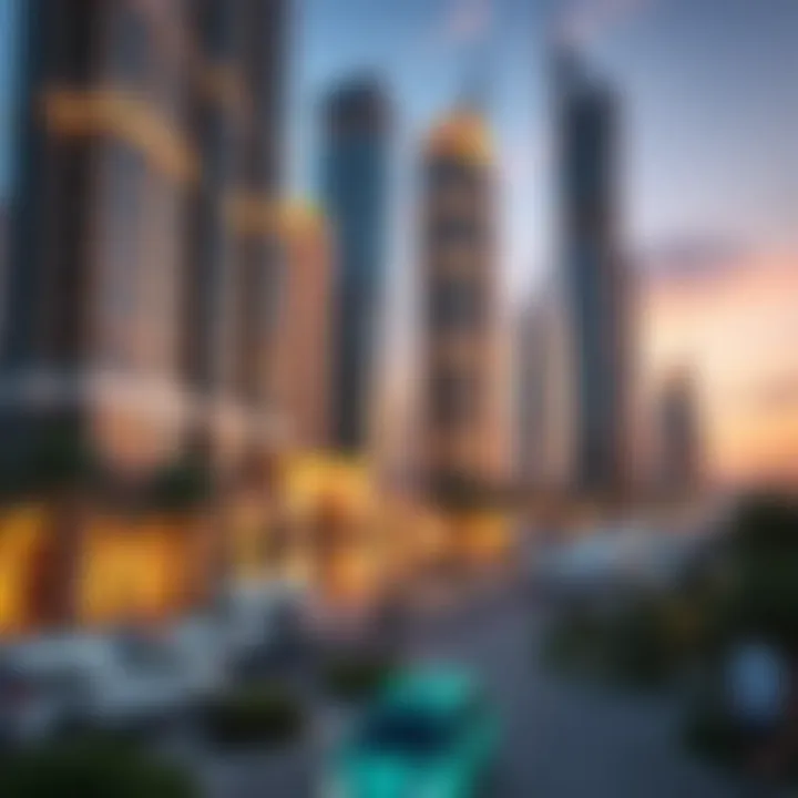 Architectural designs of elite towers in Dubai showcasing modern aesthetics