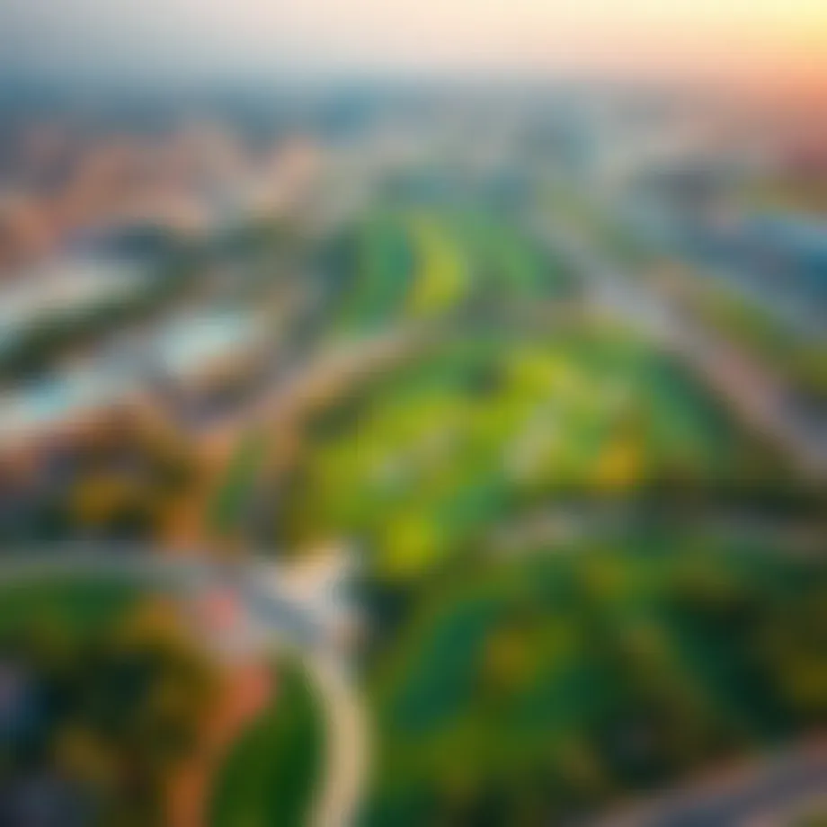 Aerial view of Emirates Golf Course showcasing lush greens