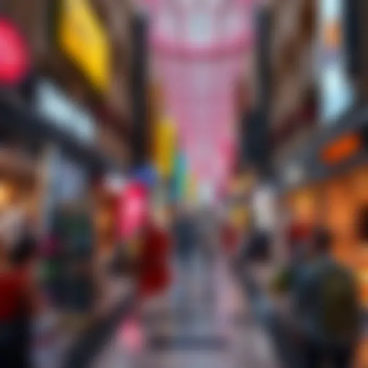 A bustling shopping area in Green Pearl Karama that reflects its diverse retail experiences.