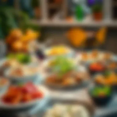 A beautifully arranged table with diverse dishes from the menu