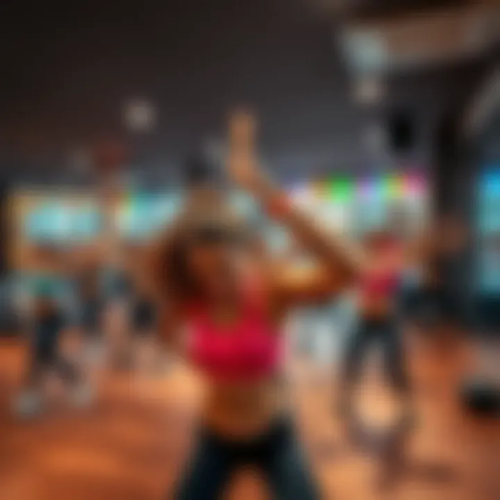 Group fitness class in a vibrant atmosphere