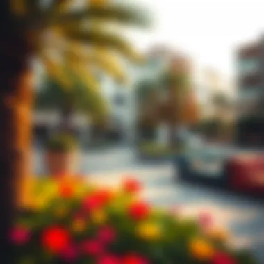 Serenity in Dubai's Landscaped Town Square Beautifully landscaped town square offering a serene environment for relaxation.