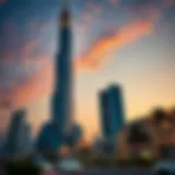 The majestic view of Nastaran Tower at sunset