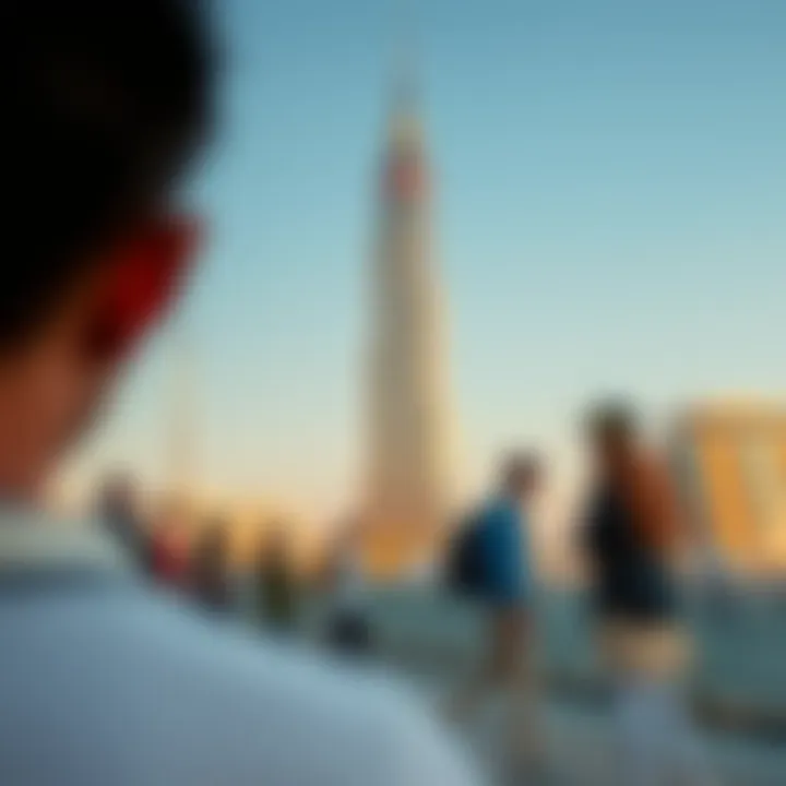 Visitors admiring the beauty of Nastaran Tower