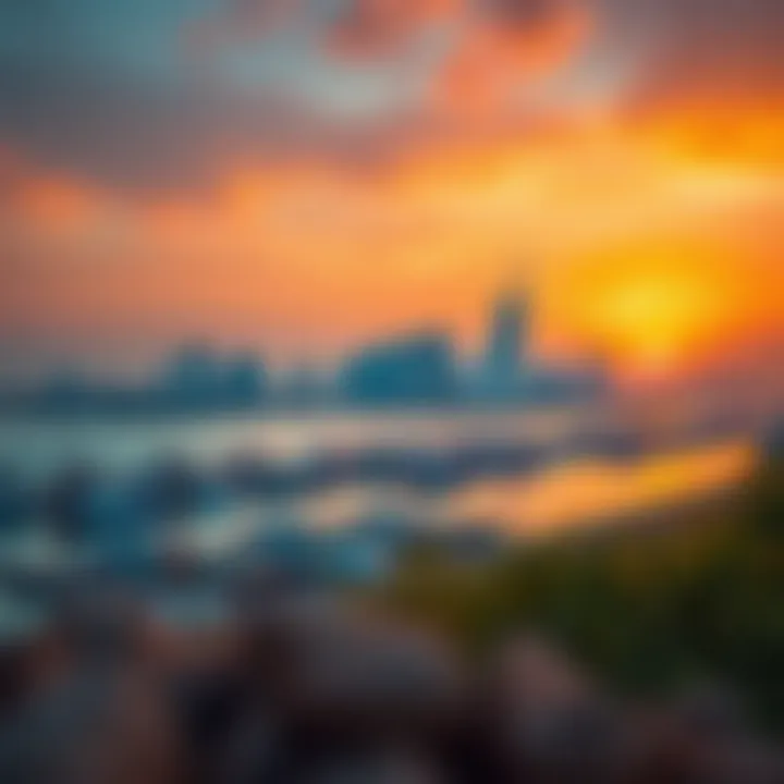 Vibrant sunset over Jebel Ali showcasing the skyline and waterfront.