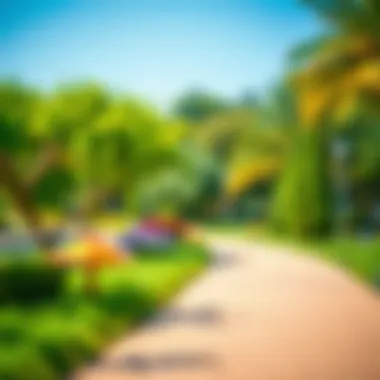 Lush greenery and pathways of JLT Park