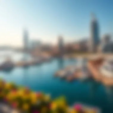 Panoramic View of Jumeirah Harbour A panoramic view of Jumeirah Harbour showcasing its vibrant skyline and waterfront.