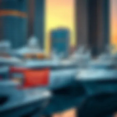 Yachts at Jumeirah Harbour Luxurious yachts docked at Jumeirah Harbour, highlighting the affluent lifestyle.