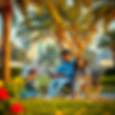 Family Life in JVC District 18 Family enjoying leisure time in one of the parks in JVC District 18