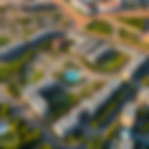 Aerial view of Jumeirah Village Triangle showcasing its unique layout and greenery