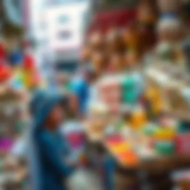 Vibrant market scene in Lantana, showcasing local artisans and products