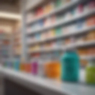 A close-up of wellness products available in a modern pharmacy.