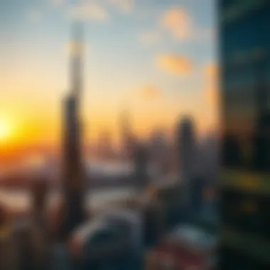 Stunning skyline view from Marina Heights Tower during sunset.