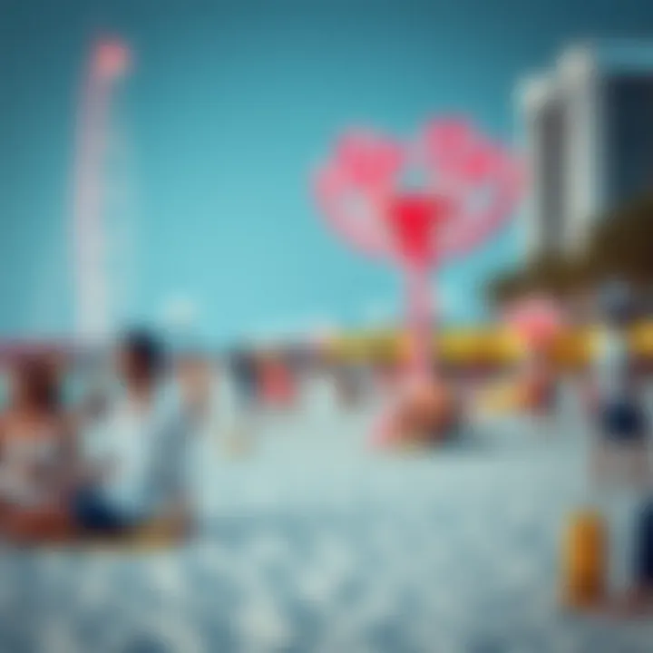 A vibrant scene of beachgoers enjoying various activities at Marina JBR Beach.