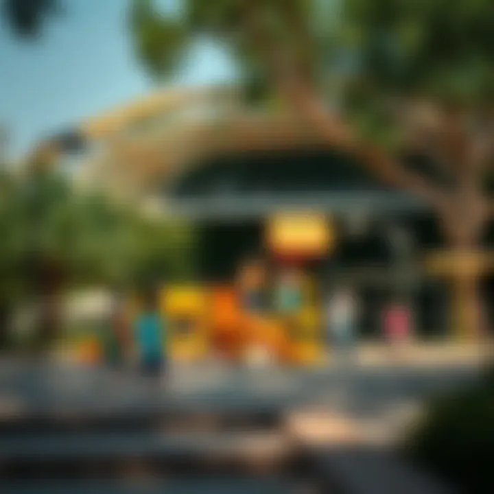 Children enjoying the playground facilities surrounded by trees in Mushrif Park.
