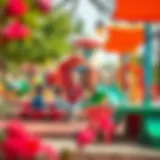 A vibrant nursery playground with children engaged in outdoor activities.