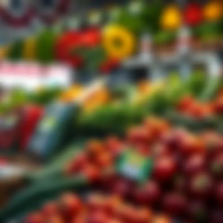 Fresh Produce at Ras Al Khor Market Fresh and colorful vegetables arranged neatly at a market stall.
