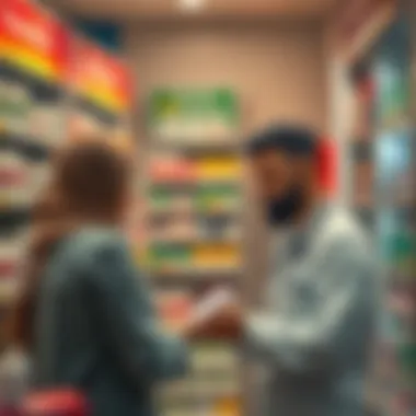 Pharmacist assisting a customer with personalized advice