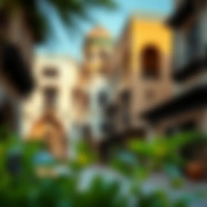 Cultural neighborhood in Dubai showcasing local architecture