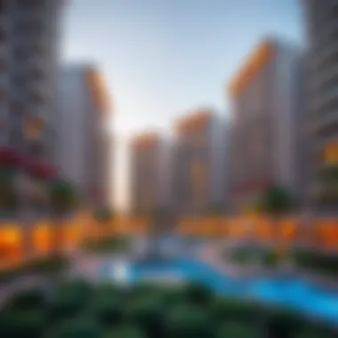 Luxurious apartment complex in Dubai with amenities