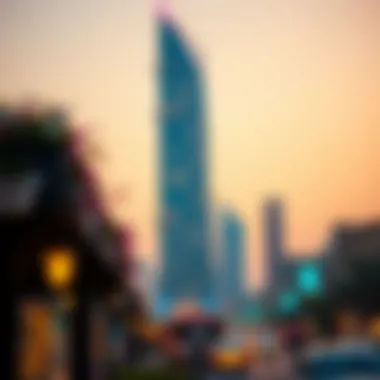 Evening Atmosphere of Riah Tower An evening view of Riah Tower, showcasing the lively atmosphere and dynamic lifestyle