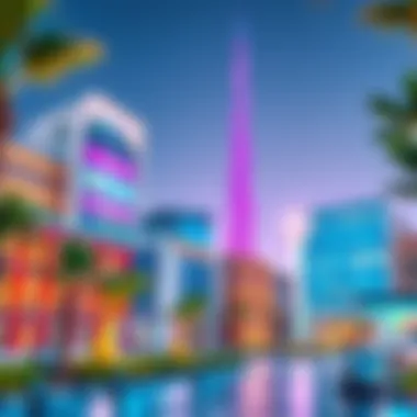 A depiction of advanced educational institutions in Silicon Oasis promoting technology and innovation.