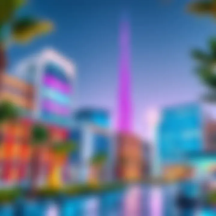 A depiction of advanced educational institutions in Silicon Oasis promoting technology and innovation.