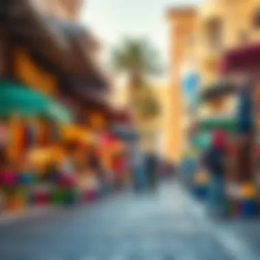 Vibrant local market scene in JVT with colorful stalls and community engagement