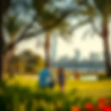 Scenic park setting in JVT with families enjoying leisure activities outdoors