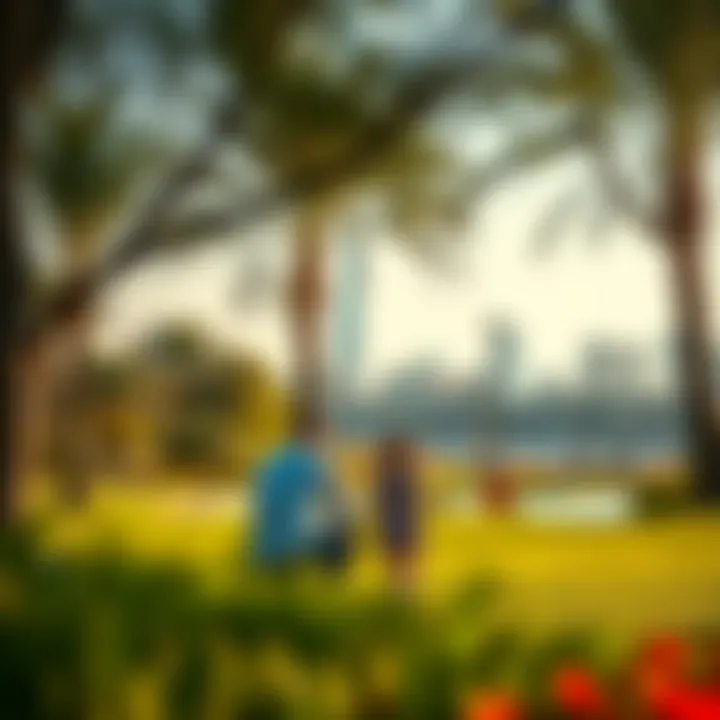 Scenic park setting in JVT with families enjoying leisure activities outdoors