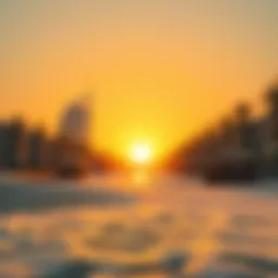 Golden hues of silver sands at sunset
