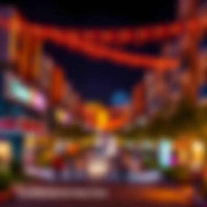 Night view of Damac Hills 2 showcasing vibrant community life