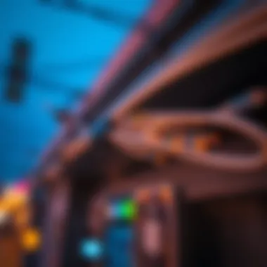 Close-up of a fiber optic cable installation