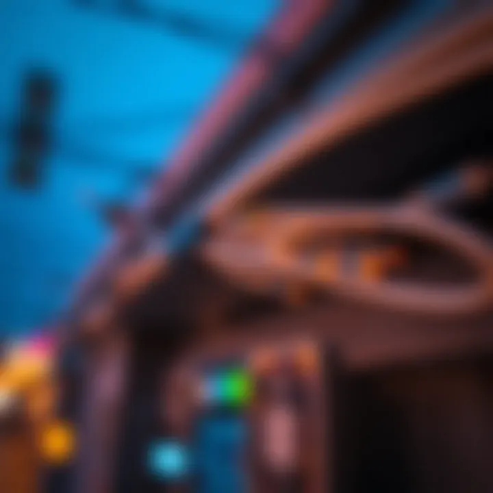 Close-up of a fiber optic cable installation