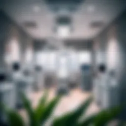 Interior view of a modern clinic in International City, showcasing medical equipment and facilities.