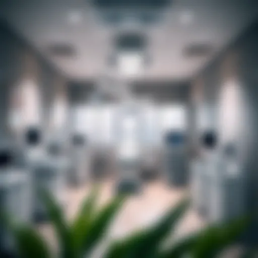 Interior view of a modern clinic in International City, showcasing medical equipment and facilities.