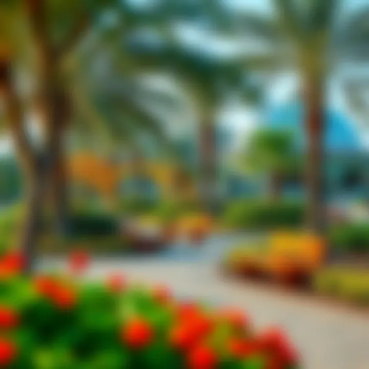 The beautifully landscaped gardens and seating areas in The Dip Public Park.