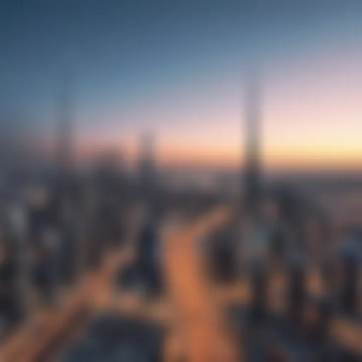 A panoramic view of Downtown Dubai showcasing modern architecture and skyline