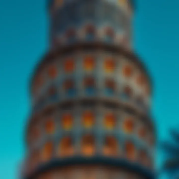 Close-up of the Dome Tower's intricate facade and design elements