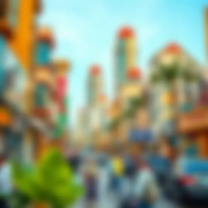 Vibrant streetscape of Al Barsha showcasing local culture and architecture