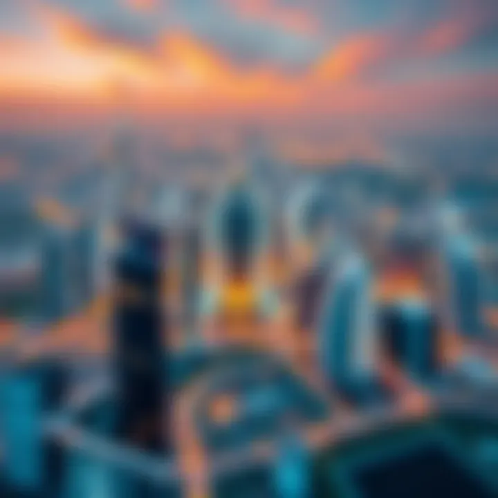 Aerial view of Dubai Media City showcasing its modern architecture