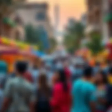 A vibrant community gathering in The Meadows Village reflecting cultural diversity