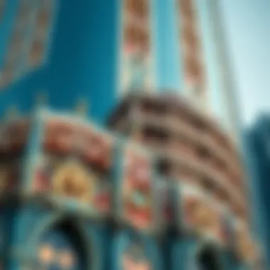 Close-up of the intricate details on the facade of the Phoenix Tower