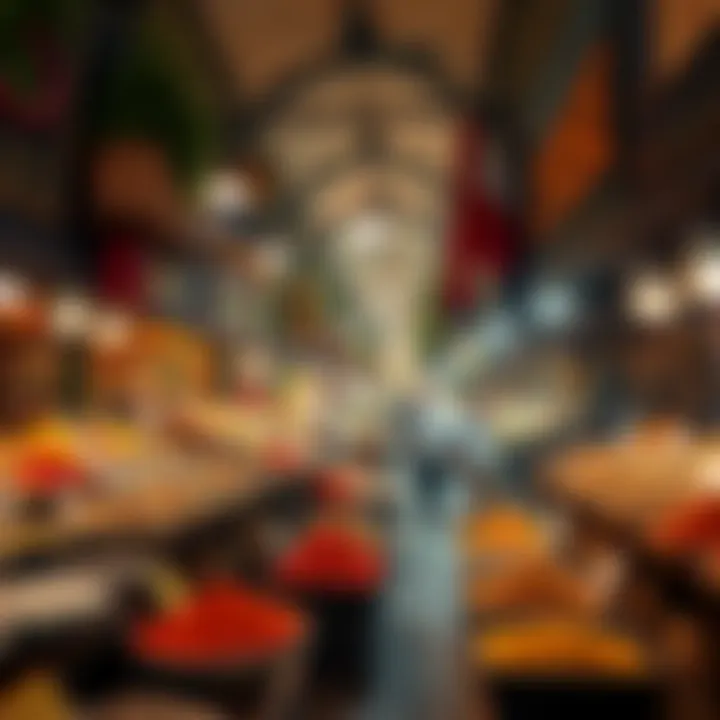 A bustling Dubai market filled with spices and local ingredients highlighting cultural diversity