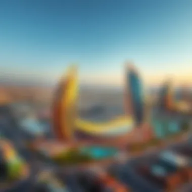 Stunning aerial view of the Wasl Trio showcasing its architectural design