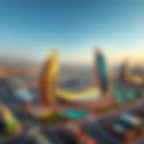 Aerial View of Wasl Trio Stunning aerial view of the Wasl Trio showcasing its architectural design