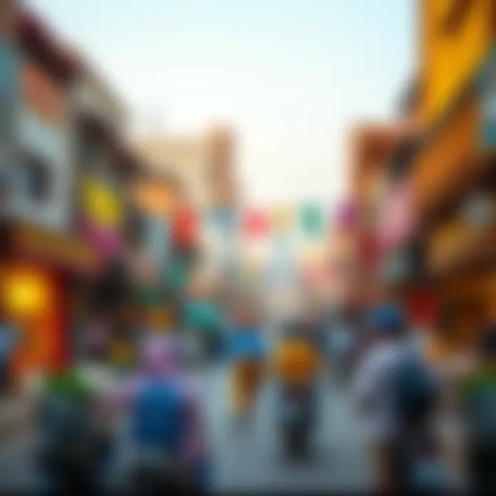 Vibrant street scene highlighting community life in Umm Hurair