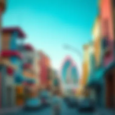 Vibrant street scene in Westzone Al Jaddaf showcasing local architecture