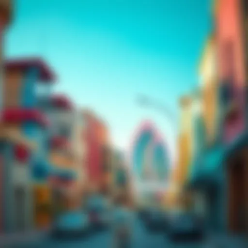 Vibrant street scene in Westzone Al Jaddaf showcasing local architecture